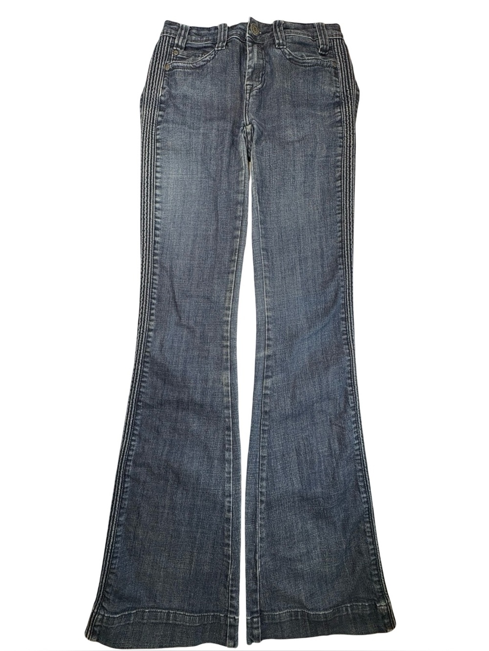 Rock & Roll Cowgirl Jeans 25x38 MidRise Flare Trouser Western Cowgirl Denim Blue
